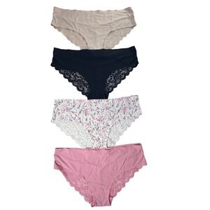 Laura Ashley Womens 4 Pack Lace Trim Hipster Panties XL Floral Solid Multicolor